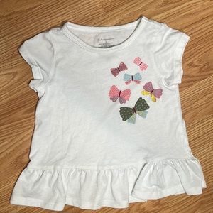 First Impressions White Peplum Top with Butterflies Girls Size 2T